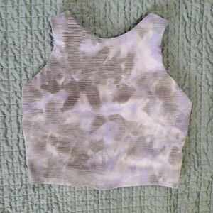 Athleta Conscious Crop sports bra size small D-DD Purple/Grey tie-die
